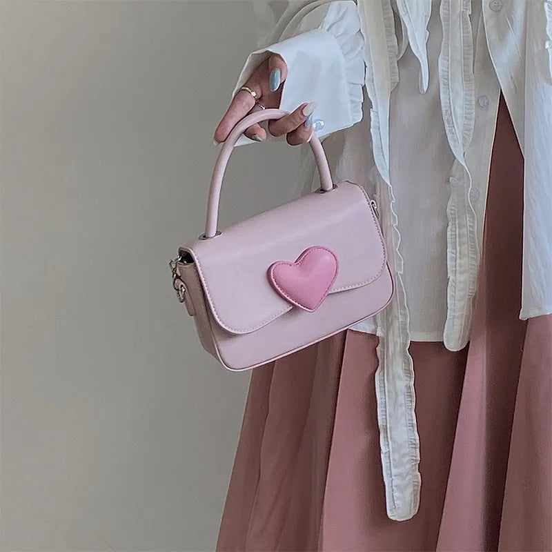 Pink Heart Girly Square Shoulder BagPink Heart Girly Square Shoulder BagPink Heart Girly Square Shoulder Bag