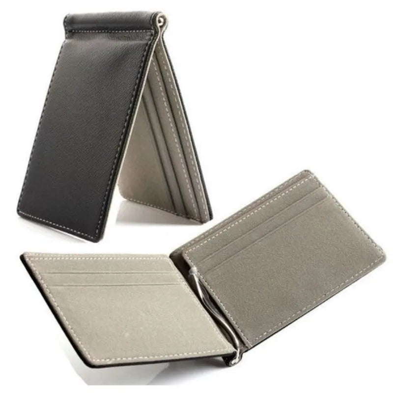 Leather Men Money Clips Metal Solid WalletLeather Men Money Clips Metal Solid WalletLeather Men Money Clips Metal Solid Wallet