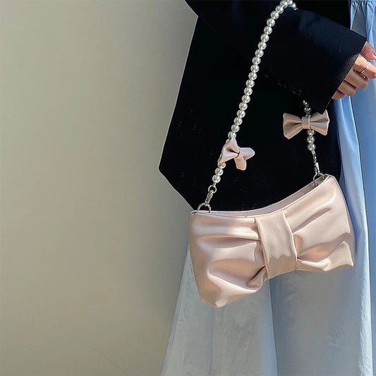 Soft PU Bow Pearl Purse