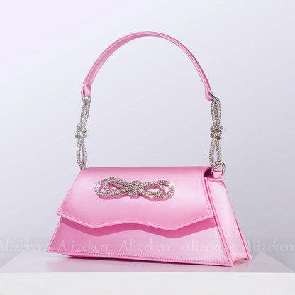 Women Chic Rhinestone Bow Handbag