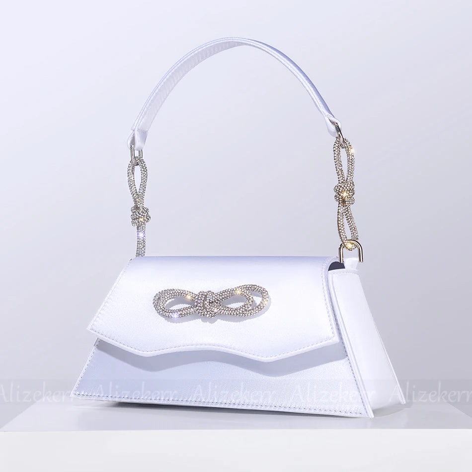 Women Chic Rhinestone Bow Handbag