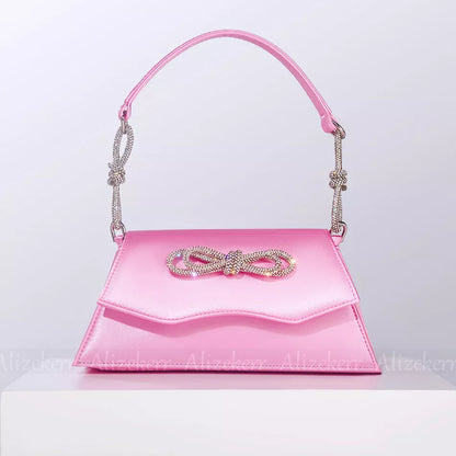 Women Chic Rhinestone Bow Handbag