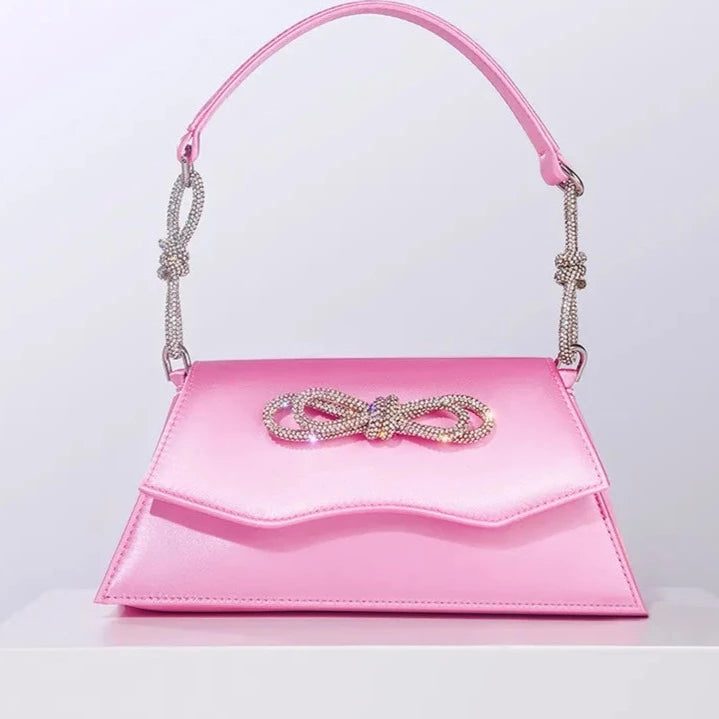 Women Chic Rhinestone Bow Handbag